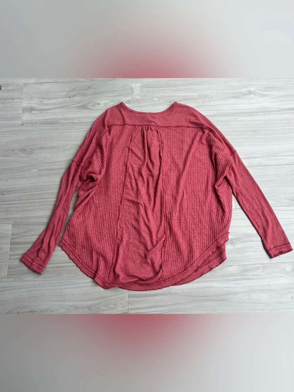 Free People Leo Henley Tee Waffle Knit Size Small